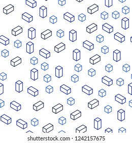 Light BLUE vector seamless, isometric texture in rectangular style. Decorative design in abstract style with rectangles. Pattern for design of fabric, wallpapers.