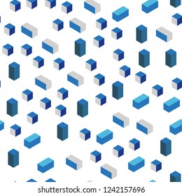 Light BLUE vector seamless, isometric template with rhombus. Modern abstract illustration with colorful rectangles. Design for wallpaper, fabric makers.