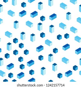 Light BLUE vector seamless, isometric backdrop with rhombus. Decorative design in abstract style with rectangles. Design for wallpaper, fabric makers.