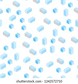 Light BLUE vector seamless, isometric template with rhombus. Illustration with set of colorful rectangles. Pattern for trendy fabric, wallpapers.