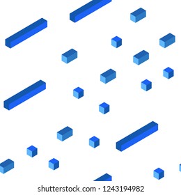 Light BLUE vector seamless, isometric template with rhombus. Illustration with set of colorful rectangles. Design for textile, fabric, wallpapers.