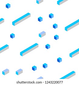 Light BLUE vector seamless, isometric texture in rectangular style. Rectangles on abstract background with colorful gradient. Design for textile, fabric, wallpapers.