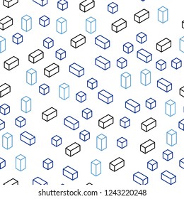 Light BLUE vector seamless, isometric layout with lines, rectangles. Illustration with set of colorful rectangles. Design for wallpaper, fabric makers.