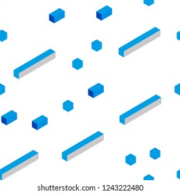 Light BLUE vector seamless, isometric pattern in square style. Beautiful illustration with rectangles and squares. Pattern for trendy fabric, wallpapers.