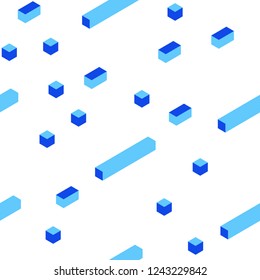 Light BLUE vector seamless, isometric texture in rectangular style. Modern abstract illustration with colorful rectangles. Texture for window blinds, curtains.
