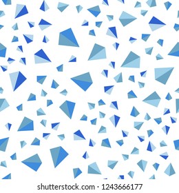 Light BLUE vector seamless, isometric template with crystals, triangles. Decorative design in abstract style with triangles. Pattern for trendy fabric, wallpapers.