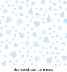 Light BLUE vector seamless, isometric pattern with polygonal style. Glitter abstract illustration with triangular shapes. Design for textile, fabric, wallpapers.