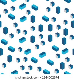 Light BLUE vector seamless, isometric layout with lines, rectangles. Modern abstract illustration with colorful rectangles. Texture for window blinds, curtains.