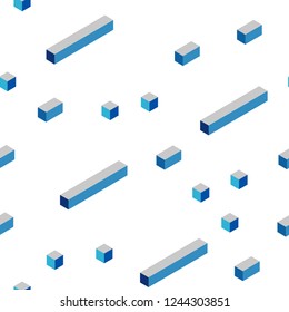 Light BLUE vector seamless, isometric pattern in square style. Illustration with set of colorful rectangles. Texture for window blinds, curtains.