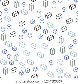 Light BLUE vector seamless, isometric texture in rectangular style. Rectangles on abstract background with colorful gradient. Design for wallpaper, fabric makers.