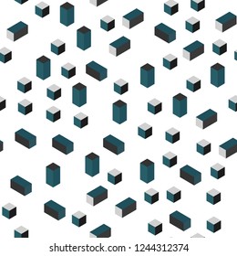 Light BLUE vector seamless, isometric background with rectangles. Decorative design in abstract style with rectangles. Pattern for design of fabric, wallpapers.