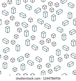 Light BLUE vector seamless, isometric pattern in square style. Beautiful illustration with rectangles and squares. Design for wallpaper, fabric makers.