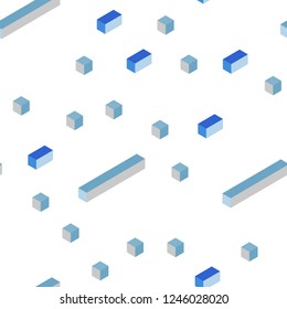Light BLUE vector seamless, isometric cover in polygonal style. Glitter abstract illustration with rectangular shapes. Pattern for design of fabric, wallpapers.