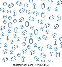 Light BLUE vector seamless, isometric cover in polygonal style. Glitter abstract illustration with rectangular shapes. Design for textile, fabric, wallpapers.
