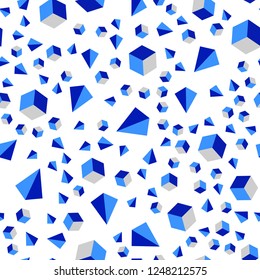 Light BLUE vector seamless, isometric template with crystals, squares. Glitter abstract illustration with squares, lines. Pattern for trendy fabric, wallpapers.