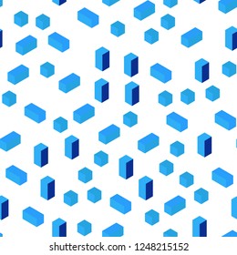 Light BLUE vector seamless, isometric backdrop with rhombus. Abstract gradient illustration with rectangles. Pattern for trendy fabric, wallpapers.