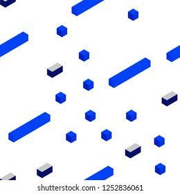 Light BLUE vector seamless, isometric layout with lines, rectangles. Modern abstract illustration with colorful rectangles. Design for wallpaper, fabric makers.