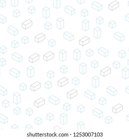 Light BLUE vector seamless, isometric pattern in square style. Decorative design in abstract style with rectangles. Texture for window blinds, curtains.