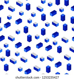 Light BLUE vector seamless, isometric template with rhombus. Beautiful illustration with rectangles and squares. Design for textile, fabric, wallpapers.