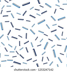 Light BLUE vector seamless, isometric cover with stright stripes. Glitter abstract illustration with colorful sticks. Template for business cards, websites.