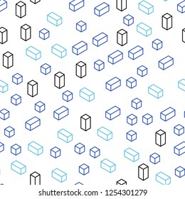 Light BLUE vector seamless, isometric texture in rectangular style. Glitter abstract illustration with rectangular shapes. Pattern for design of fabric, wallpapers.