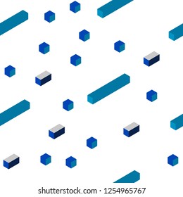 Light BLUE vector seamless, isometric cover in polygonal style. Rectangles on abstract background with colorful gradient. Pattern for design of fabric, wallpapers.