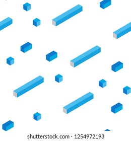 Light BLUE vector seamless, isometric layout with lines, rectangles. Decorative design in abstract style with rectangles. Pattern for design of fabric, wallpapers.