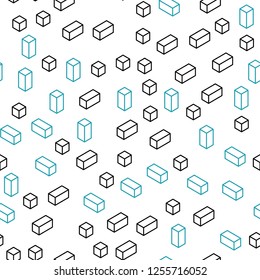 Light BLUE vector seamless, isometric pattern in square style. Rectangles on abstract background with colorful gradient. Pattern for trendy fabric, wallpapers.