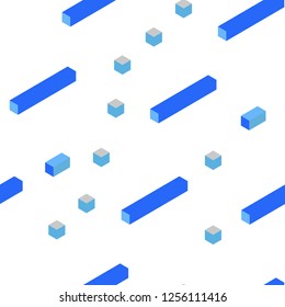 Light BLUE vector seamless, isometric pattern in square style. Abstract gradient illustration with rectangles. Template for business cards, websites.