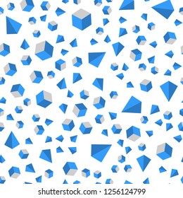 Light BLUE vector seamless, isometric texture with poly style with cubes. Abstract illustration with colorful lines, cubes. Pattern for design of fabric, wallpapers.