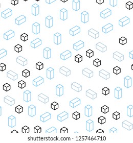 Light BLUE vector seamless, isometric backdrop with rhombus. Abstract gradient illustration with rectangles. Pattern for design of fabric, wallpapers.