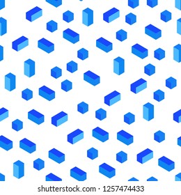 Light BLUE vector seamless, isometric pattern in square style. Decorative design in abstract style with rectangles. Design for textile, fabric, wallpapers.