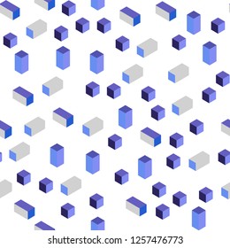 Light BLUE vector seamless, isometric pattern in square style. Abstract gradient illustration with rectangles. Pattern for trendy fabric, wallpapers.
