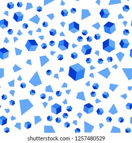 Light BLUE vector seamless, isometric background with triangles, cubes. Abstract gradient illustration with triangles, cubes. Design for textile, fabric, wallpapers.