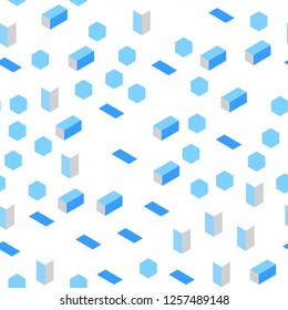 Light BLUE vector seamless, isometric texture in rectangular style. Abstract gradient illustration with rectangles. Texture for window blinds, curtains.