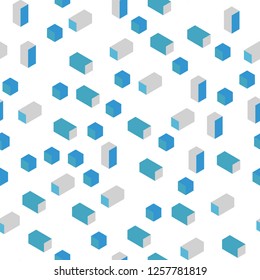Light BLUE vector seamless, isometric template with rhombus. Abstract gradient illustration with rectangles. Texture for window blinds, curtains.