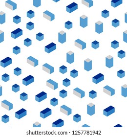 Light BLUE vector seamless, isometric template with rhombus. Modern abstract illustration with colorful rectangles. Pattern for design of fabric, wallpapers.