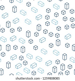 Light BLUE vector seamless, isometric layout with lines, rectangles. Beautiful illustration with rectangles and squares. Template for business cards, websites.