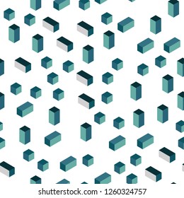 Light BLUE vector seamless, isometric cover in polygonal style. Illustration with set of colorful rectangles. Texture for window blinds, curtains.