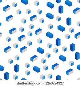 Light BLUE vector seamless, isometric background with rectangles. Rectangles on abstract background with colorful gradient. Design for textile, fabric, wallpapers.