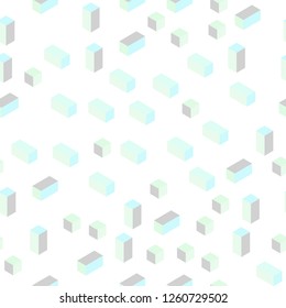 Light BLUE vector seamless, isometric pattern in square style. Decorative design in abstract style with rectangles. Pattern for design of fabric, wallpapers.