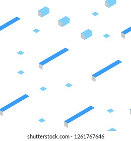 Light BLUE vector seamless, isometric backdrop with rhombus. Abstract gradient illustration with rectangles. Design for textile, fabric, wallpapers.