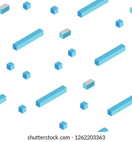Light BLUE vector seamless, isometric template with rhombus. Glitter abstract illustration with rectangular shapes. Texture for window blinds, curtains.