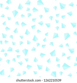 Light BLUE vector seamless, isometric template with crystals, triangles. Beautiful illustration with triangles in nature style. Texture for window blinds, curtains.