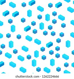 Light Blue vector seamless, isometric pattern in square style. Rectangles on abstract background with colorful gradient. Texture for window blinds, curtains.