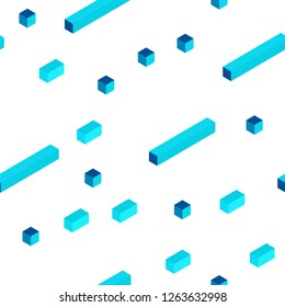 Light BLUE vector seamless, isometric cover in polygonal style. Abstract gradient illustration with rectangles. Texture for window blinds, curtains.