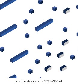Light BLUE vector seamless, isometric pattern in square style. Beautiful illustration with rectangles and squares. Template for business cards, websites.