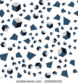 Light BLUE vector seamless, isometric pattern with polygonal style with cubes. Illustration with set of colorful triangles, squares. Template for business cards, websites.