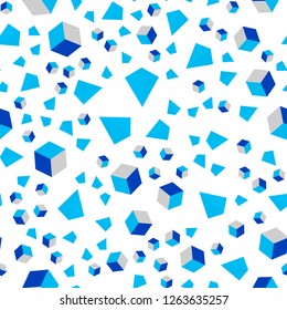 Light BLUE vector seamless, isometric backdrop with lines, rhombus. Abstract gradient illustration with triangles, cubes. Template for business cards, websites.
