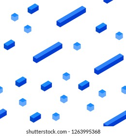 Light BLUE vector seamless, isometric pattern in square style. Illustration with set of colorful rectangles. Design for textile, fabric, wallpapers.